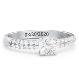 1/2 ct. Round Gemstone Engagement Ring with Double Row Accents