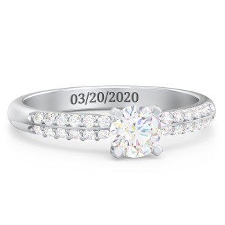 1/2 ct. Round Gemstone Engagement Ring with Double Row Accents