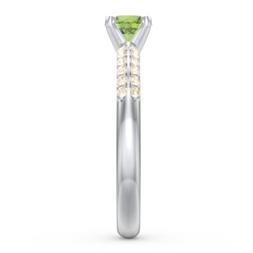 1/2 ct. Round Gemstone Engagement Ring with Double Row Accents