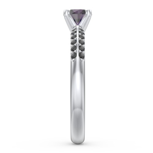 1/2 ct. Round Gemstone Engagement Ring with Double Row Accents