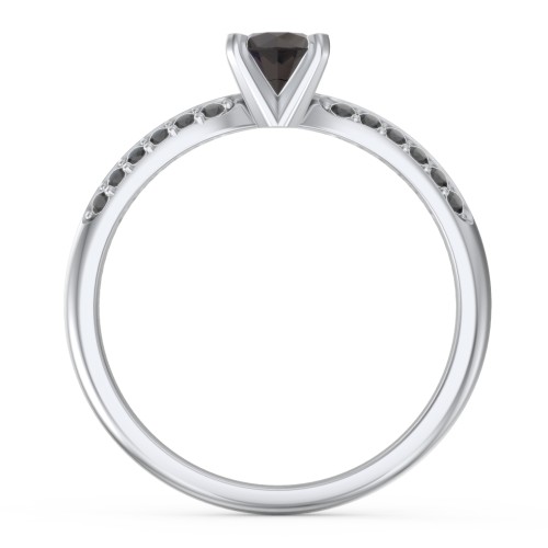 1/2 ct. Round Gemstone Engagement Ring with Double Row Accents