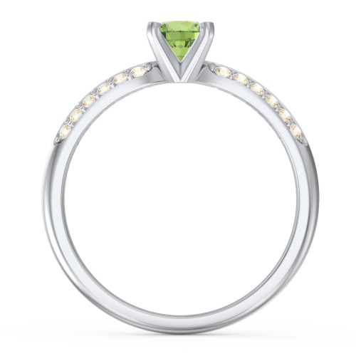 1/2 ct. Round Gemstone Engagement Ring with Double Row Accents