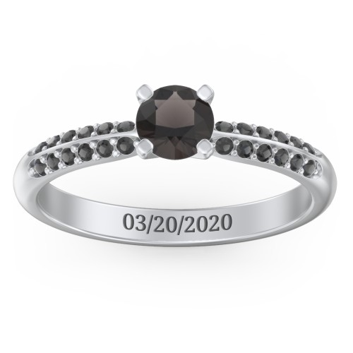1/2 ct. Round Gemstone Engagement Ring with Double Row Accents