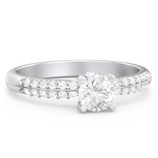 1/2 ct. Round Gemstone Peek-A-Boo Engagement Ring with Double Row Accents