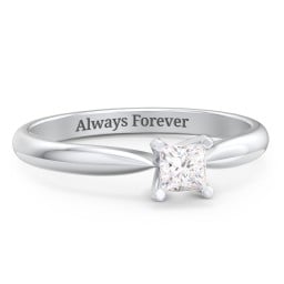 1/4 ct. Princess Gemstone Engagement Ring with Tapered Band