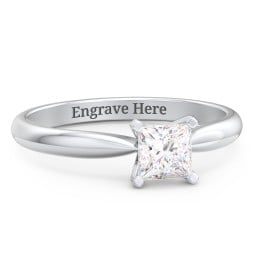 1/2 ct. Princess Gemstone Engagement Ring with Tapered Band