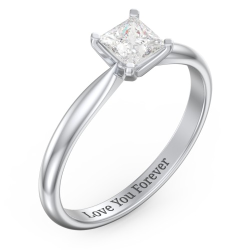 1/2 ct. Princess Gemstone Engagement Ring with Tapered Band