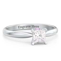 1/2 ct. Princess Gemstone Peek-A-Boo Engagement Ring with Tapered Band
