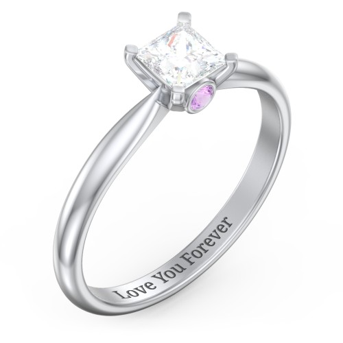 1/2 ct. Princess Gemstone Peek-A-Boo Engagement Ring with Tapered Band