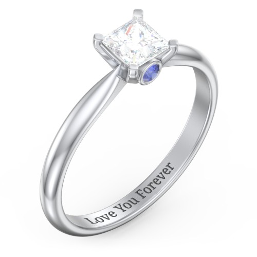 1/2 ct. Princess Gemstone Peek-A-Boo Engagement Ring with Tapered Band