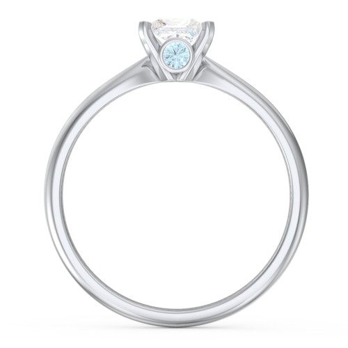 1/2 ct. Princess Gemstone Peek-A-Boo Engagement Ring with Tapered Band – Sterling Silver with White Premium Zirconia and Blue Topaz