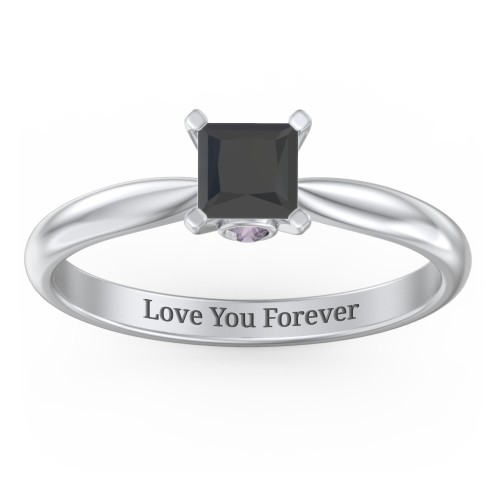 1/2 ct. Princess Gemstone Peek-A-Boo Engagement Ring with Tapered Band