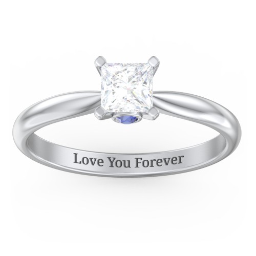 1/2 ct. Princess Gemstone Peek-A-Boo Engagement Ring with Tapered Band