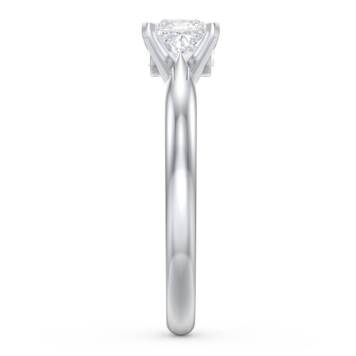 1/2 ct. Princess Gemstone Peek-A-Boo Engagement Ring with Tapered Band – Sterling Silver with White Premium Zirconia and Cubic Zirconia