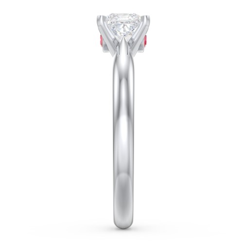 1/2 ct. Princess Gemstone Peek-A-Boo Engagement Ring with Tapered Band – Sterling Silver with White Premium Zirconia and Garnet