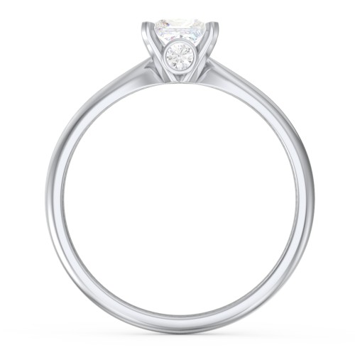 1/2 ct. Princess Gemstone Peek-A-Boo Engagement Ring with Tapered Band – Sterling Silver with White Premium Zirconia and Cubic Zirconia