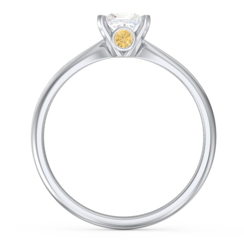 1/2 ct. Princess Gemstone Peek-A-Boo Engagement Ring with Tapered Band – Sterling Silver with White Premium Zirconia and Citrine