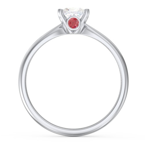 1/2 ct. Princess Gemstone Peek-A-Boo Engagement Ring with Tapered Band – Sterling Silver with White Premium Zirconia and Garnet