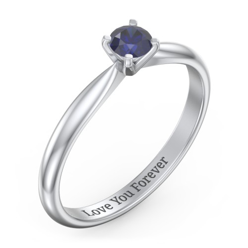 1/4 ct. Round Gemstone Engagement Ring with Tapered Band