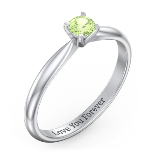 1/4 ct. Round Gemstone Engagement Ring with Tapered Band
