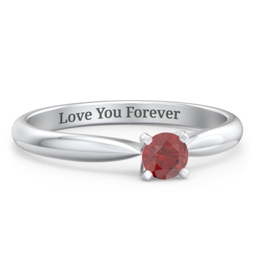 1/4 ct. Round Gemstone Engagement Ring with Tapered Band