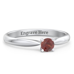 1/4 ct. Round Gemstone Engagement Ring with Tapered Band in 925 Sterling Silver with Garnet