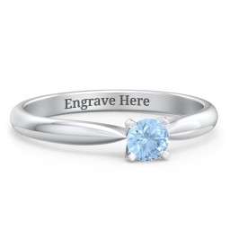 1/4 ct. Round Gemstone Engagement Ring with Tapered Band in 925 Sterling Silver with Blue Topaz