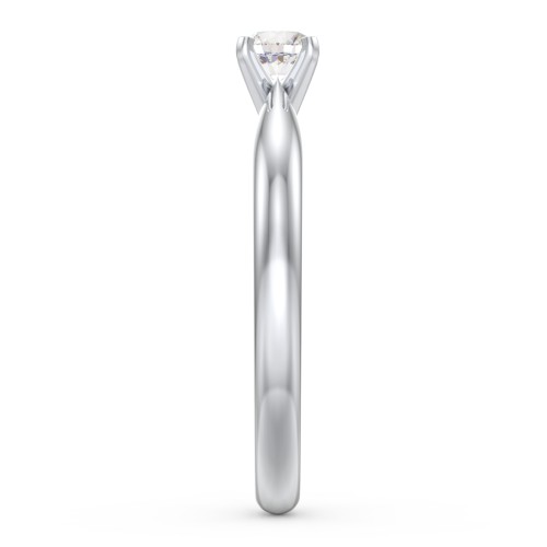 1/4 ct. Round Gemstone Engagement Ring with Tapered Band – Sterling Silver with Cubic Zirconia