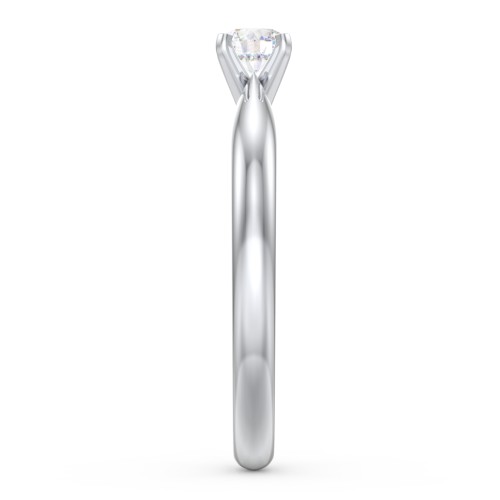 1/4 ct. Round Gemstone Engagement Ring with Tapered Band – Sterling Silver with White Sapphire