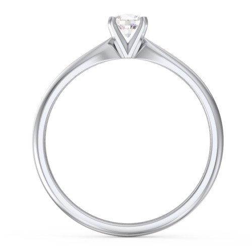 1/4 ct. Round Gemstone Engagement Ring with Tapered Band – Sterling Silver with Cubic Zirconia