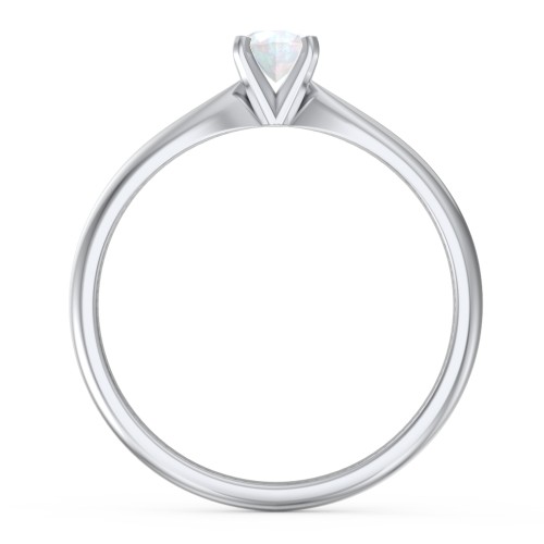 1/4 ct. Round Gemstone Engagement Ring with Tapered Band – Sterling Silver with Opal