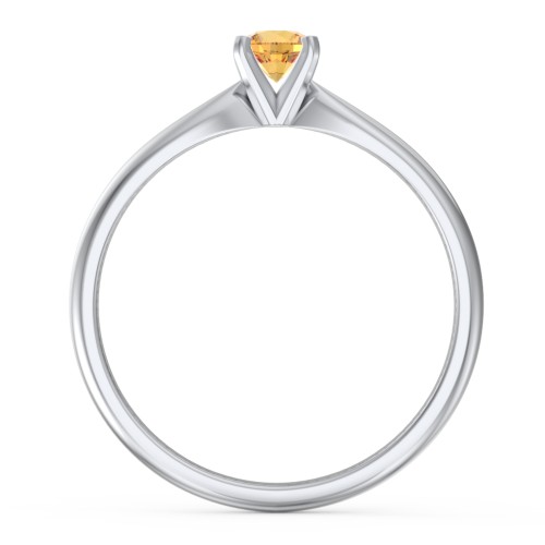 1/4 ct. Round Gemstone Engagement Ring with Tapered Band – Sterling Silver with Citrine