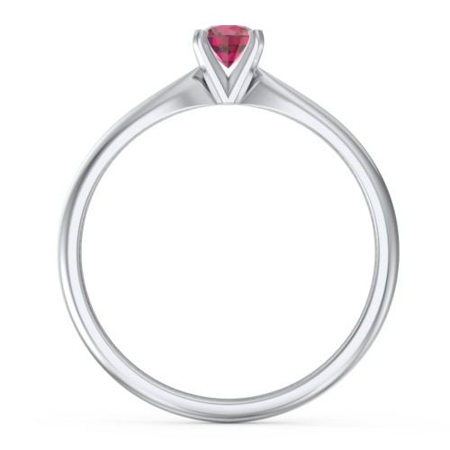1/4 ct. Round Gemstone Engagement Ring with Tapered Band – Sterling Silver with Ruby