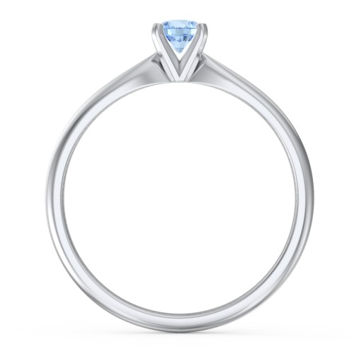 1/4 ct. Round Gemstone Engagement Ring with Tapered Band – Sterling Silver with Blue Topaz
