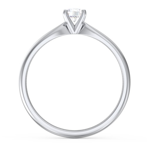 1/4 ct. Round Gemstone Engagement Ring with Tapered Band – Sterling Silver with White Sapphire