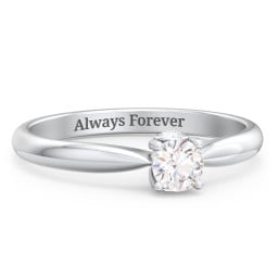 1/4 ct. Round Gemstone Peek-A-Boo Engagement Ring with Tapered Band