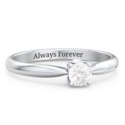 1/4 ct. Round Gemstone Peek-A-Boo Engagement Ring with Tapered Band