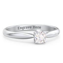 1/4 ct. Round Gemstone Peek-A-Boo Engagement Ring with Tapered Band