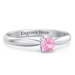 1/4 ct. Round Gemstone Peek-A-Boo Engagement Ring with Tapered Band