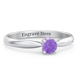 1/4 ct. Round Gemstone Peek-A-Boo Engagement Ring with Tapered Band in 925 Sterling Silver