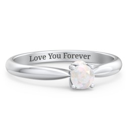 1/4 ct. Round Gemstone Peek-A-Boo Engagement Ring with Tapered Band