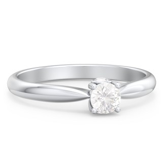 1/4 ct. Round Gemstone Peek-A-Boo Engagement Ring with Tapered Band