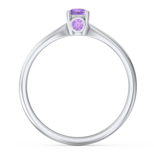 1/4 ct. Round Gemstone Peek-A-Boo Engagement Ring with Tapered Band