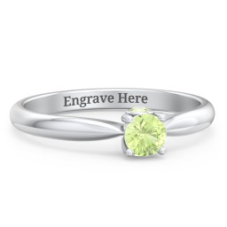 1/4 ct. Round Gemstone Peek-A-Boo Engagement Ring with Tapered Band in 925 Sterling Silver with Peridot
