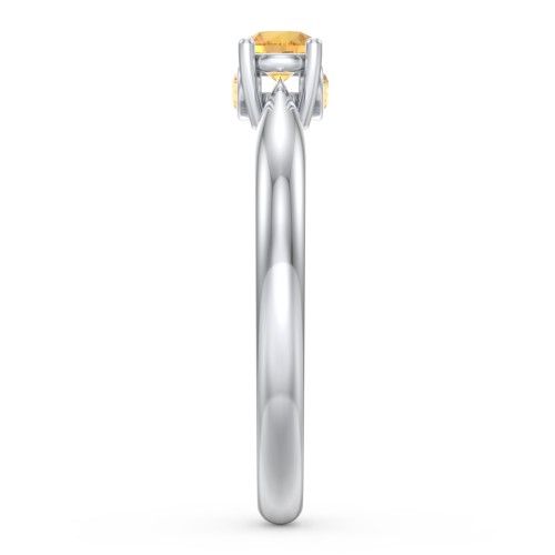 1/4 ct. Round Gemstone Peek-A-Boo Engagement Ring with Tapered Band – Sterling Silver with Citrine