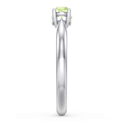 1/4 ct. Round Gemstone Peek-A-Boo Engagement Ring with Tapered Band – Sterling Silver with Peridot