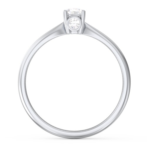 1/4 ct. Round Gemstone Peek-A-Boo Engagement Ring with Tapered Band – Sterling Silver with Diamond