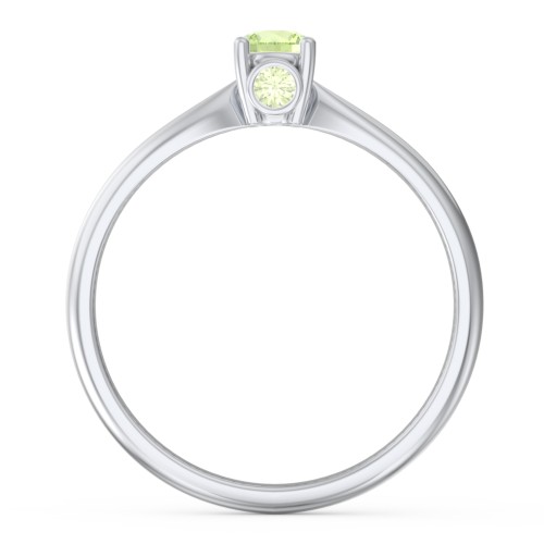 1/4 ct. Round Gemstone Peek-A-Boo Engagement Ring with Tapered Band – Sterling Silver with Peridot