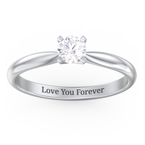1/3 ct. Round Gemstone Engagement Ring with Tapered Band