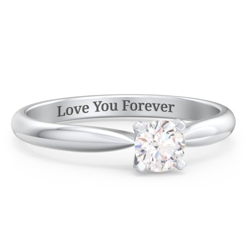 1/3 ct. Round Gemstone Engagement Ring with Tapered Band